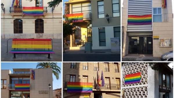La bandera del arco iris luce en varios puntos de València La bandera del arco iris luce en varios puntos de València