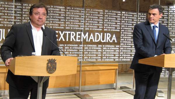 Fernández Vara y Pedro Sánchez, en Presidencia Fernández Vara y Pedro Sánchez, en Presidencia