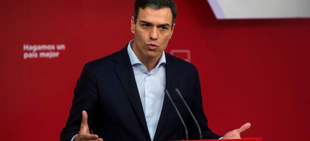 El secretario general del PSOE, Pedro Sánchez, este lunes en Ferraz.