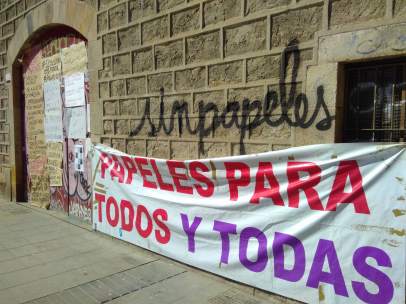 Encierro en la antigua escuela Massana de Barcelona.