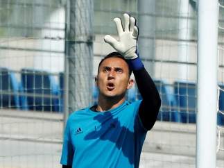 Keylor Navas, en un entrenamiento con el Real Madrid.