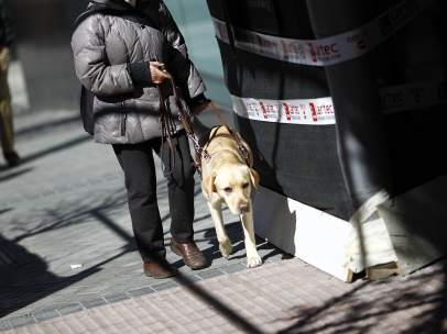 Personas ciegas con perro guía.