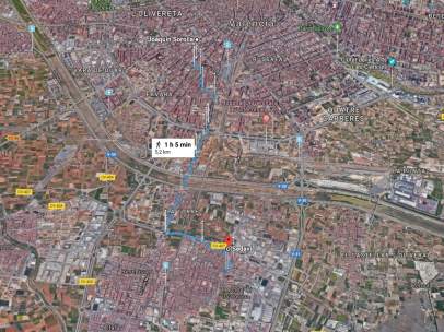 Distancia recorrida por la cabra entre València y Sedaví