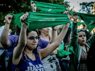Manifestación pro aborto legal en Argentina