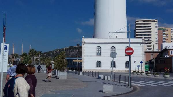 Farola málaga puerto faro perro visitantes gente turismo turistas animal Farola málaga puerto faro perro visitantes gente turismo turistas animal