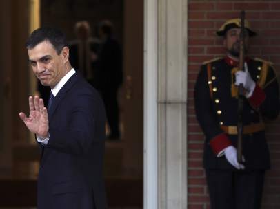 Pedro Sánchez, presidente del Gobierno, este lunes en la Moncloa.