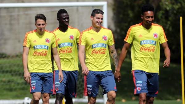 Santiago Arias, Davinson Sánchez, James Rodríguez y Johan Mojica Santiago Arias, Davinson Sánchez, James Rodríguez y Johan Mojica