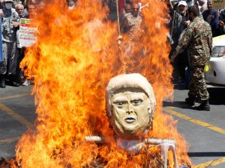 Quema de un muñeco de Trump
