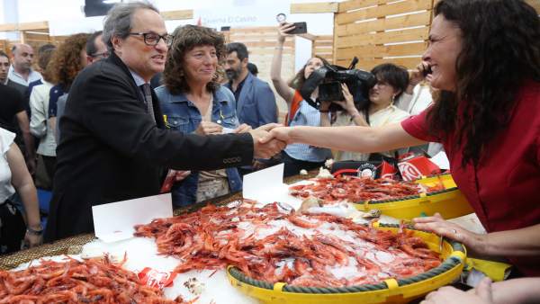 El presidente Quim Torra y la consellera Teresa Jordà en Palamós El presidente Quim Torra y la consellera Teresa Jordà en Palamós