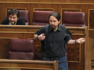 Pablo Iglesias, secretario general de Podemos, en el Congreso de los Diputados.