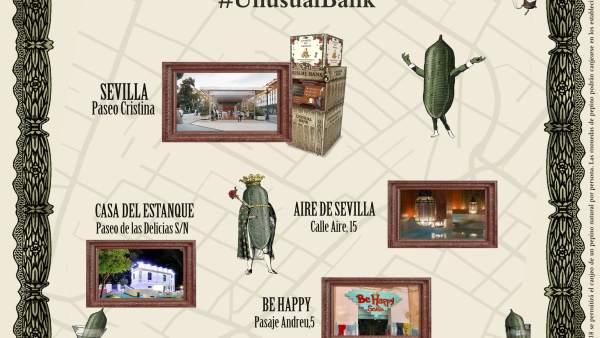 El mapa con la ubicación de los Unusal Bank de Hendrick's Gin. El mapa con la ubicación de los Unusal Bank de Hendrick's Gin.