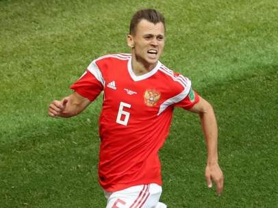 Denis Cheryshev, en el partido inaugural de Rusia 2018.