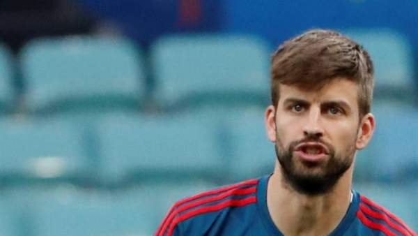 Gerard Piqué, en un entrenamiento con la Selección española. Gerard Piqué, en un entrenamiento con la Selección española.