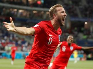 Harry Kane, celebrando un tanto en el Inglaterra - Túnez de Rusia 2018.