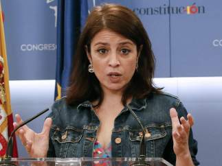 Adriana Lastra tras la reunión de la Junta de Portavoces.
