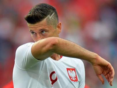 Robert Lewandowski, delantero de Polonia, en el partido frente a Senegal.