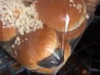 Un ratón vivo entre bollos de hamburguesa