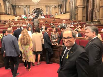 El presidente de la Generalitat, Quim Torra, en el pleno del Parlament