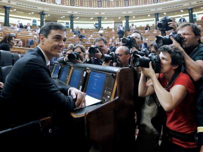 Pedro Sánchez, presidente del Gobierno, este miércoles en el Congreso de los Diputados.