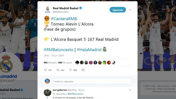 Tuit del Real Madrid de baloncesto Tuit del Real Madrid de baloncesto