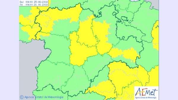 Cuadro descriptivo del aviso por calor y tormentas 25/6/2018 Cuadro descriptivo del aviso por calor y tormentas 25/6/2018