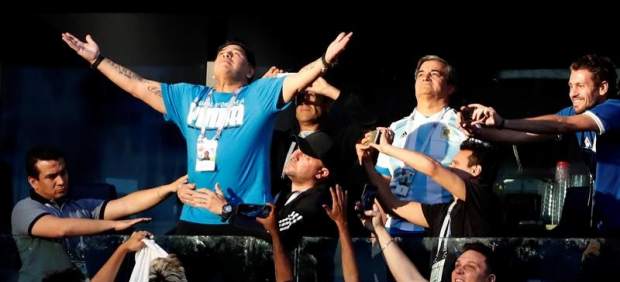 Diego Armando Maradona, durante el Argentina - Nigeria de Rusia 2018.