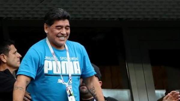 Maradona, en el encuentro entre Argetina y Nigeria. Maradona, en el encuentro entre Argetina y Nigeria.