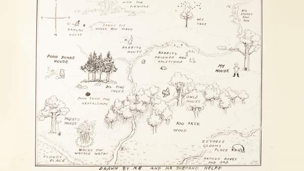 Resultado de imagen para subastan en mas de medio millon de dolares el mapa original dibujado del bosque de Winnie the pooh