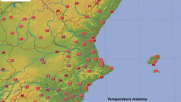 Temperaturas máximas de este martes, 10 de julio Temperaturas máximas de este martes, 10 de julio