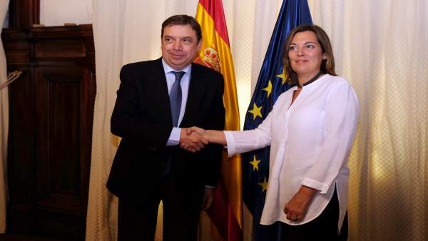 Luis Planas y Milagros Marcos tras la reunión Luis Planas y Milagros Marcos tras la reunión