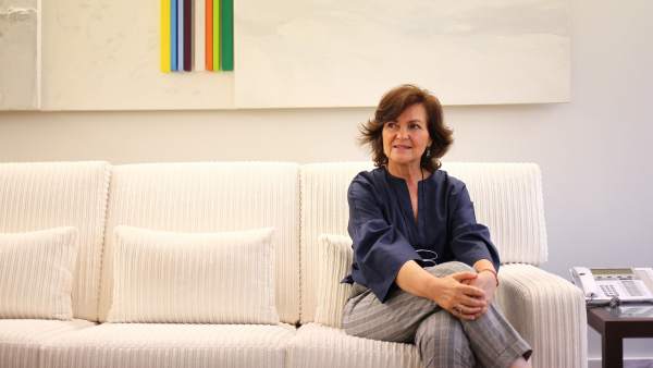 Carmen Calvo, vicepresidenta del Gobierno, en su despacho en la Moncloa. Carmen Calvo, vicepresidenta del Gobierno, en su despacho en la Moncloa.