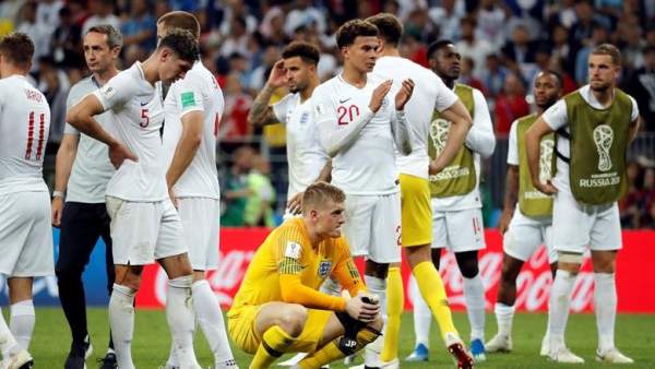 La selección inglesa, tras caer derrotada ante Croacia en la semifinal del Mundial de Rusia 2018. La selección inglesa, tras caer derrotada ante Croacia en la semifinal del Mundial de Rusia 2018.