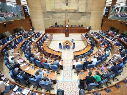 Imagen del pleno de la Asamblea de Madrid durante la investidura de Garrido