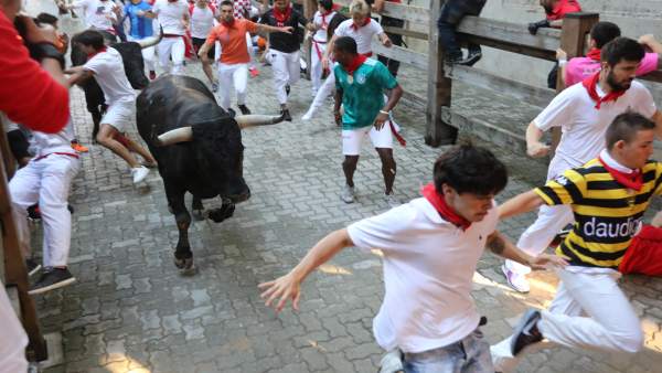 Octavo encierro de Sanfermines 2018 con toros de Miura. Octavo encierro de Sanfermines 2018 con toros de Miura.