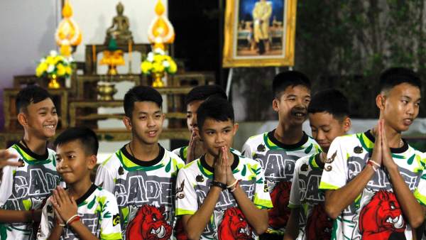 Los niños rescatados de la cueva de Tailandia. Los niños rescatados de la cueva de Tailandia.