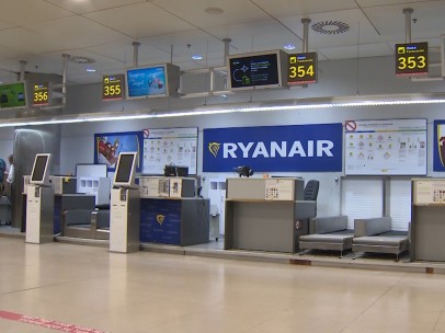 Un mostrado de Ryanair vacío