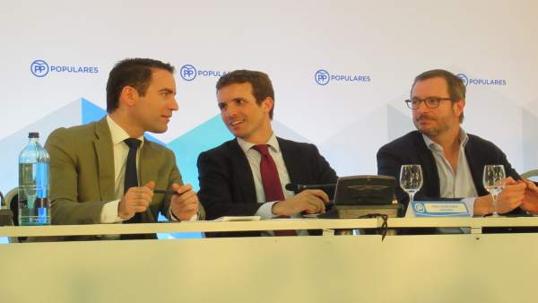 Teodoro García Egea, Pablo Casado y Javier Maroto Teodoro García Egea, Pablo Casado y Javier Maroto