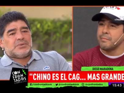 Maradona entra en directo en un programa de tv para insultar a su sobrino.