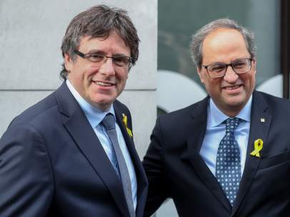 El expresident de Cataluña, Carles Puigdemont y el actual president, Quim Torra en Bruselas