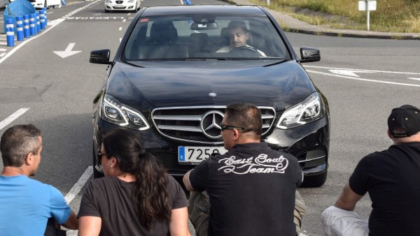 Taxistas en Bilbao durante la huelga contra las licencias VTC. Taxistas en Bilbao durante la huelga contra las licencias VTC.