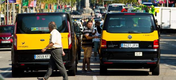 Los taxistas en Barcelona