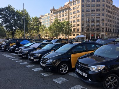 Huelga de taxis en Barcelona.