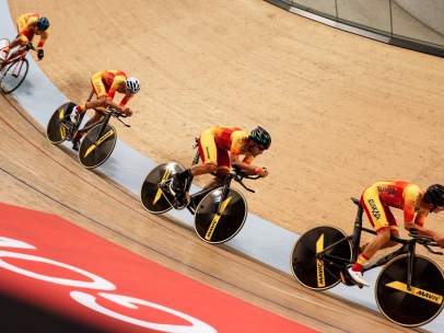 Entrnamiento de la selección española de ciclismo en pista