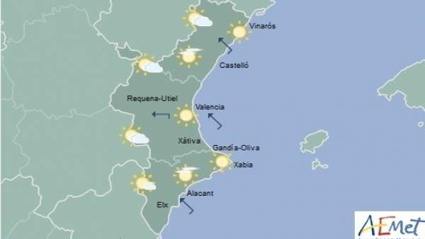 Predicción de Aemet para la Comunitat Valenciana del 4 de agosto Predicción de Aemet para la Comunitat Valenciana del 4 de agosto