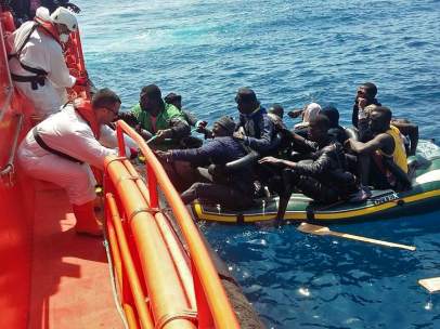 Migrantes rescatados por Salvamento Marítimo en el Estrecho