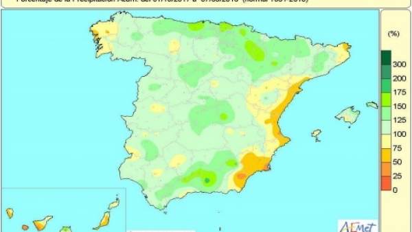 Lluvias acumuladas en el año hidrológico 2017-2018 hasta el 7 de agosto Lluvias acumuladas en el año hidrológico 2017-2018 hasta el 7 de agosto