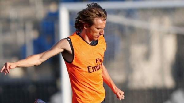 Luka Modric, entrenando con el Real Madrid. Luka Modric, entrenando con el Real Madrid.
