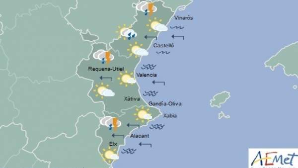 Predicción de Aemet para la Comunitat Valenciana del 11 de agosto Predicción de Aemet para la Comunitat Valenciana del 11 de agosto
