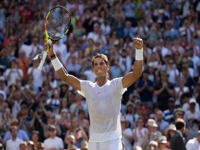 Rafa Nadal celebra su victoria en Wimbledon