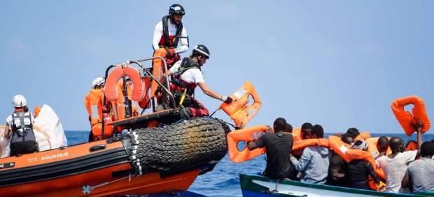 Rescate de migrantes en el Mediterráneo.